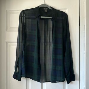 Beautiful Sheer Blackwatch Plaid Blouse-Like New Comdition